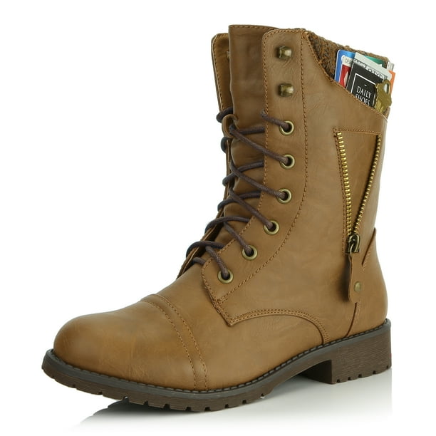 US M Forever Womens Mango-79 Military Leatherette Dual Buckle Zipper Lace Up Mid Calf Tan Boots 6.5 D US M Forever Womens Mango-79 Military Leatherette Dual Buckle Zipper Lace Up Mid Calf Tan Boots 6.5 D